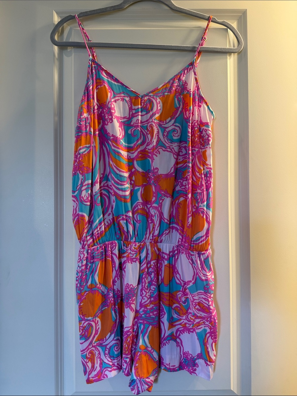 Lilly Pulitzer One-Piece Romper. Feeling Tanked (Shorely Blue) print.